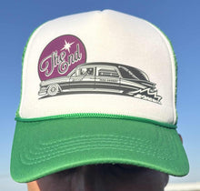 Load image into Gallery viewer, THE END snap-back trucker cap (green and white)