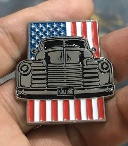 MADE IN THE USA limited edition enamel pin and die-cut sticker set