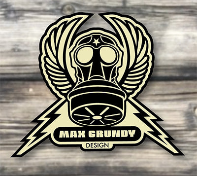 MAX GRUNDY CREST die-cut sticker