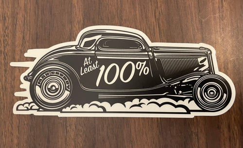 AT LEAST 100% vinyl die-cut sticker